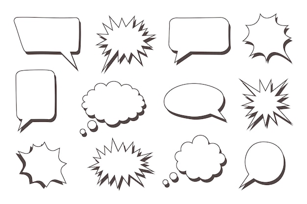 Zwart-wit collectie van met de hand getekende spraak bubbels doodle set van ontwerp elementen Vector illustratie