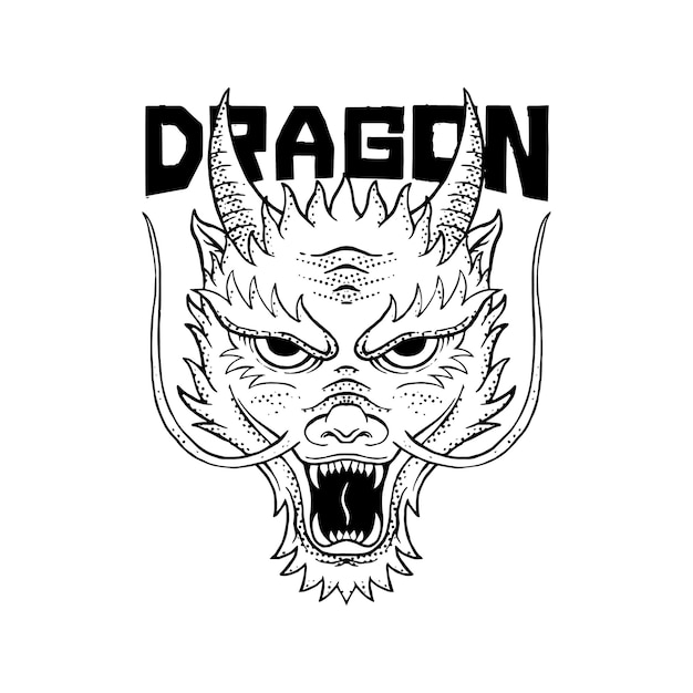 zwart-wit draak doodle illustratie voor sticker tattoo poster tshirt ontwerp etc