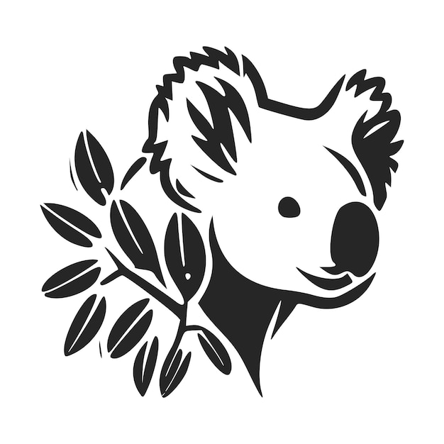 Vector zwart-wit eenvoudig logo met mooie koala