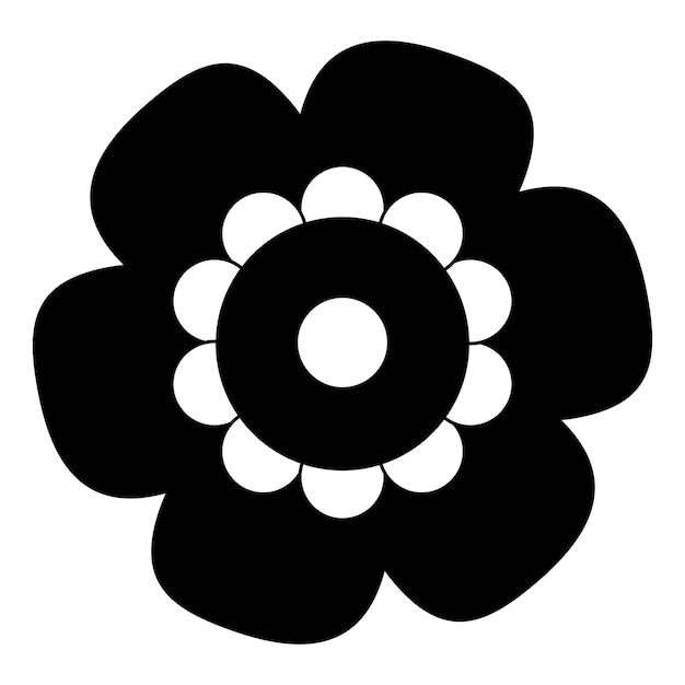 Zwart-wit enkele geïsoleerde platte vectorbloem