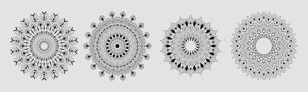 Zwart-wit esthetisch bloemenmandala-ontwerp