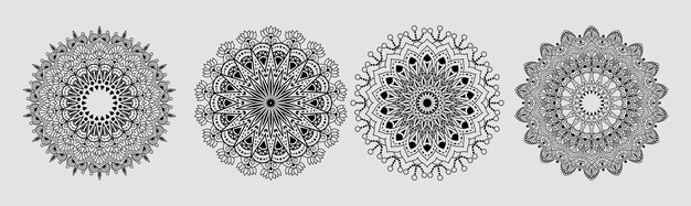 Zwart-wit esthetisch bloemenmandala-ontwerp