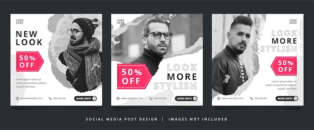 Zwart-wit fashion flyer of social media banner