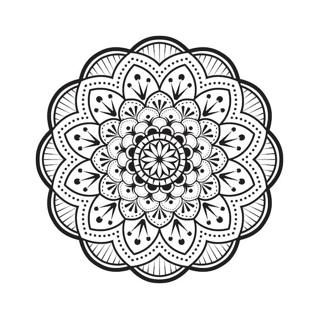 Zwart-wit floral elementen mandala ontwerp in vector