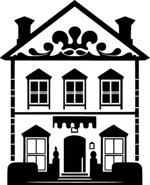 Vector zwart-wit geïsoleerd icoon vector illustratie van het huis