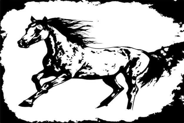 Vector zwart-wit grungy textuur van paard