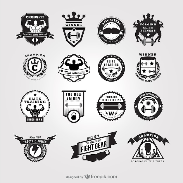 Vector zwart-wit gym badges