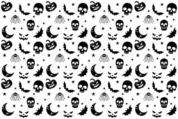 Zwart-wit Halloween naadloze patroon achtergrond