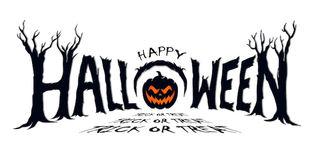 Zwart-wit Halloween typografie poster Banner met pompoen vectorillustratie