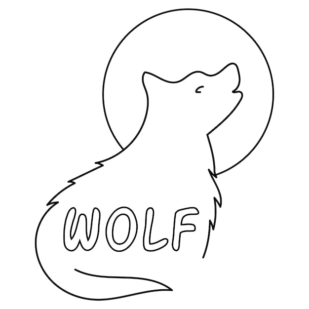 Zwart-wit huilende wolf geïsoleerd op een witte achtergrond Wolf Logo