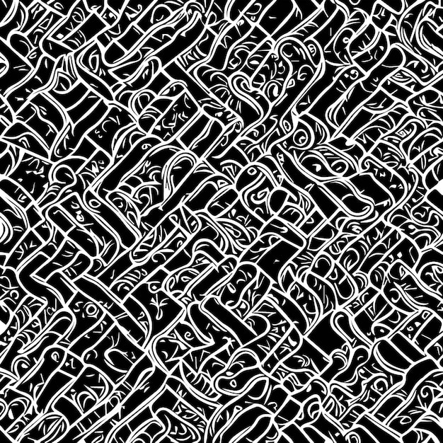 Zwart-wit hypnotische achtergrond abstracte naadloze patroon illustratie