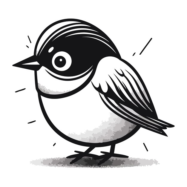 Vector zwart-wit illustratie van een schattig vogeltje vector afbeelding