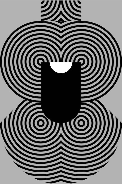 zwart-wit illustratie van robot gezicht met cirkelvormige geometrische patroon vector