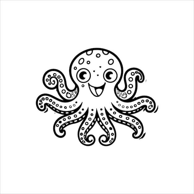Zwart-wit illustratie voor kleurplaat dieren octopus