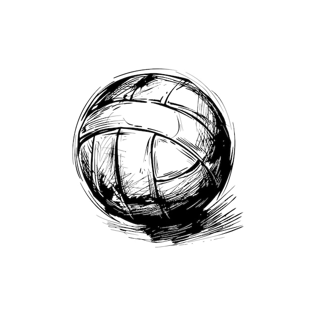 Zwart-wit inkt schets van een volleybal Vector illustratie ontwerp