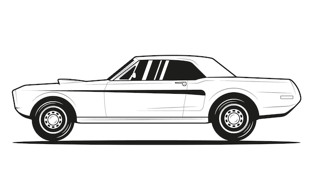 Zwart-wit klassieke auto illustratie