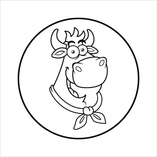 Zwart-wit koe chef-kok gezicht mascotte logo