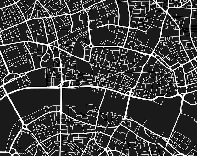 Zwart-wit locatiekaart van de stad voor navigatie