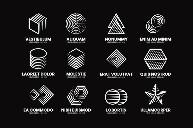 Vector zwart-wit logo linear style collection