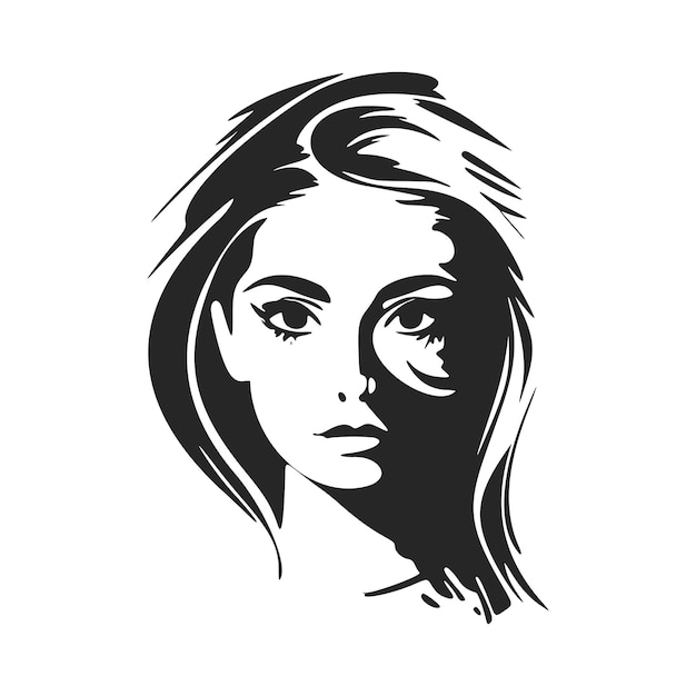 Zwart-wit logo van een mooie en verfijnde vrouw Elegante stijl met een verfijnde en verfijnde look