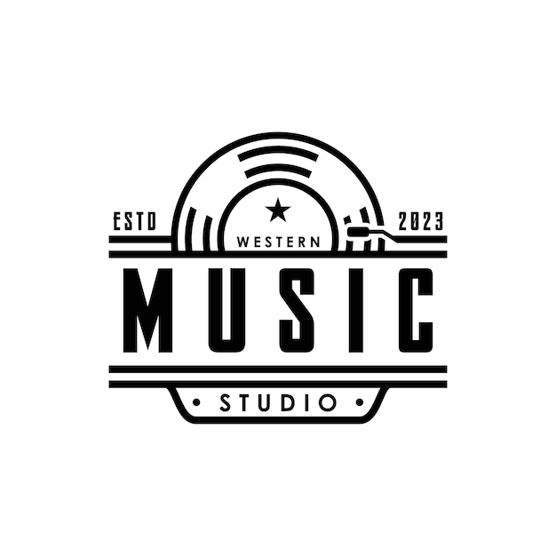 Vector zwart-wit logo voor een muziekstudio.