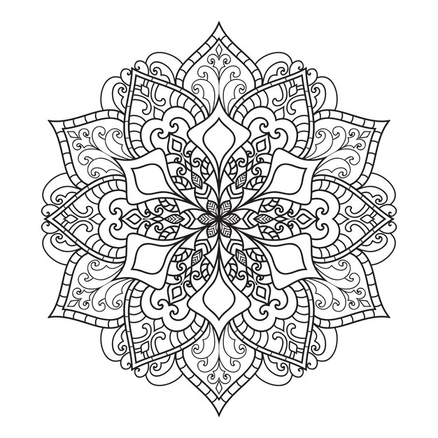 Zwart-wit Mandala illustratie Hand getrokken schets Mandala