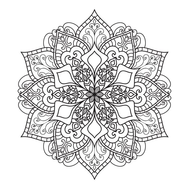 Zwart-wit Mandala illustratie Hand getrokken schets Mandala