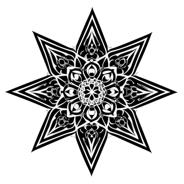 Zwart-wit mandala met een bloem in het midden. vectorillustratie.