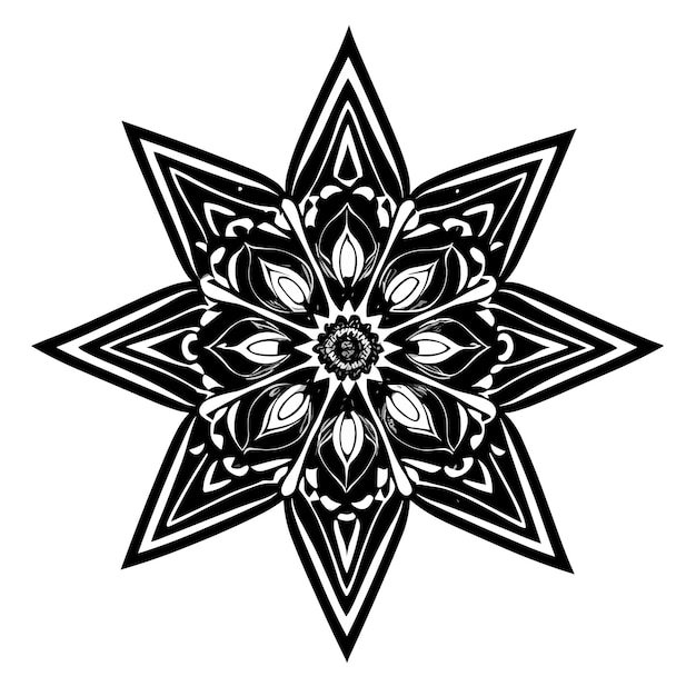 Vector zwart-wit mandala met een ster op een witte achtergrond. voorraad illustratie