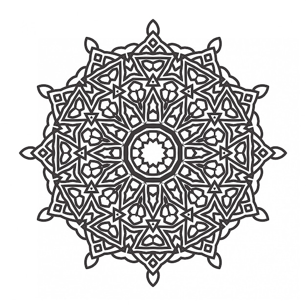 Zwart-wit mandala ontwerp met ornament