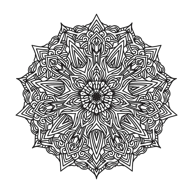 Zwart-wit mandala-ontwerp op de stijlachtergrond van de lijnkunst