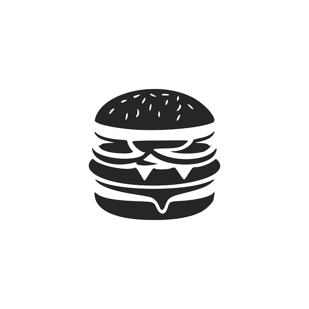 Zwart-wit modern logo met de afbeelding van een hamburger