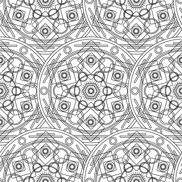 Zwart wit monochroom mandala boho naadloos patroon