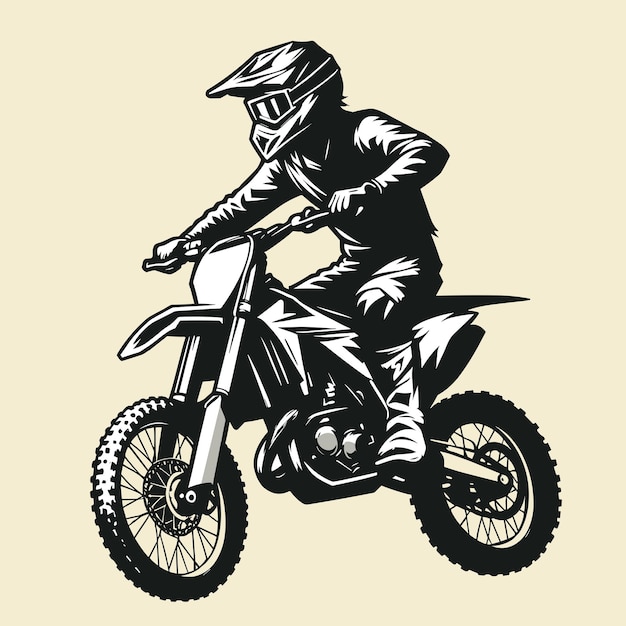 Zwart-wit motorcrosser silhouet illustratie vector