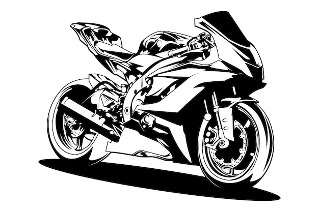 Zwart-wit motorfiets superbike vectorillustratie