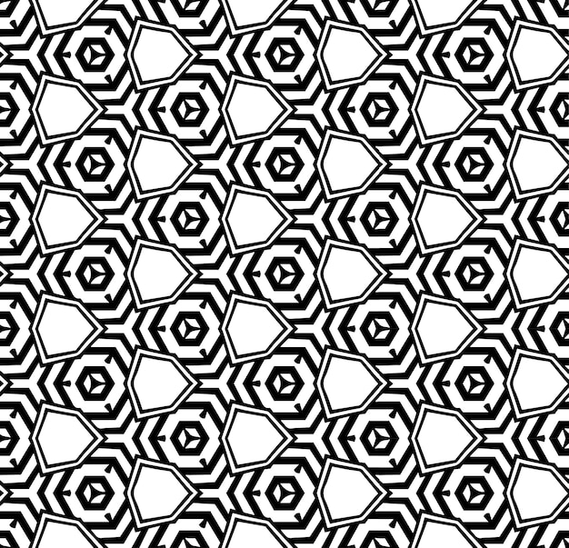 Zwart-wit naadloos abstract patroon Achtergrond en achtergrond Sierontwerp in grijstinten Mozaïek ornamenten Vector grafische afbeelding