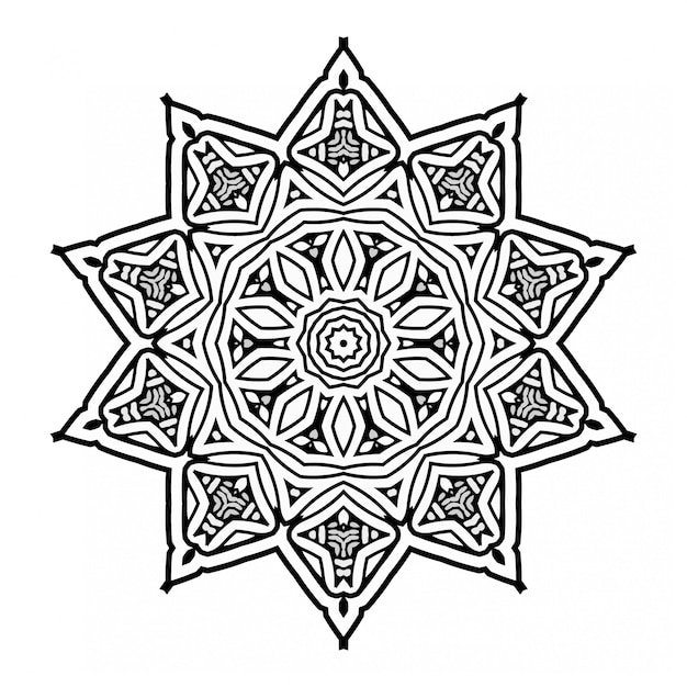 Zwart-wit ornament ontwerp met mandala-stijl