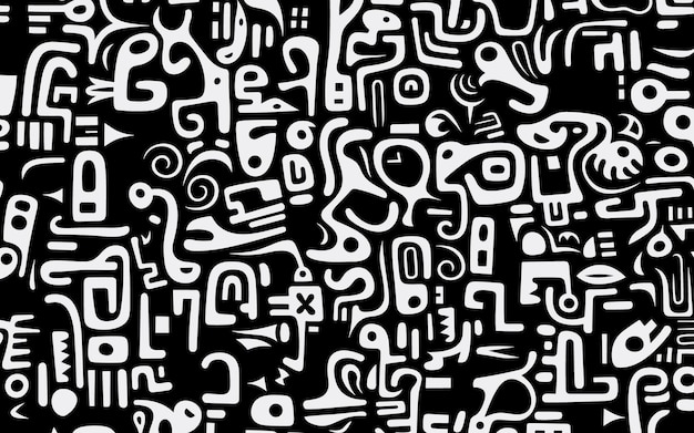 zwart-wit patroon met een abstract patroon van letters