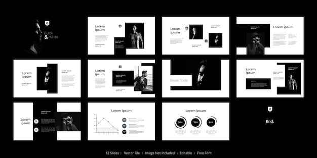 zwart-wit presentatie lay-out ontwerpsjabloon