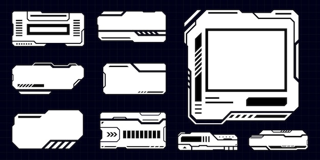 Vector zwart-wit randen toekomstige interface hud modern digitaal ontwerp