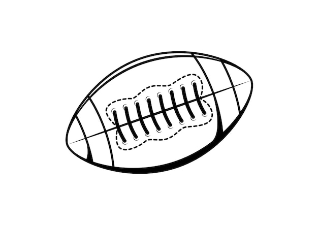 Zwart-wit rugby ball clipart vector op witte achtergrond