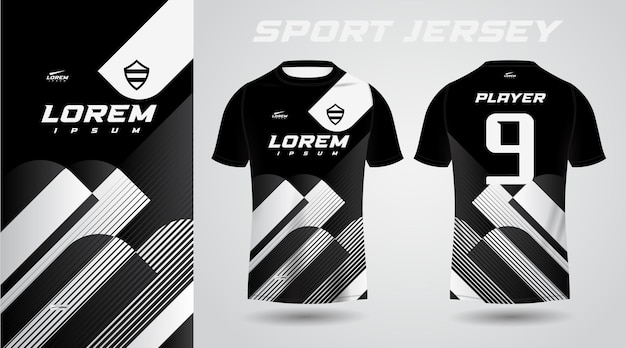 Zwart wit shirt sport jersey ontwerp