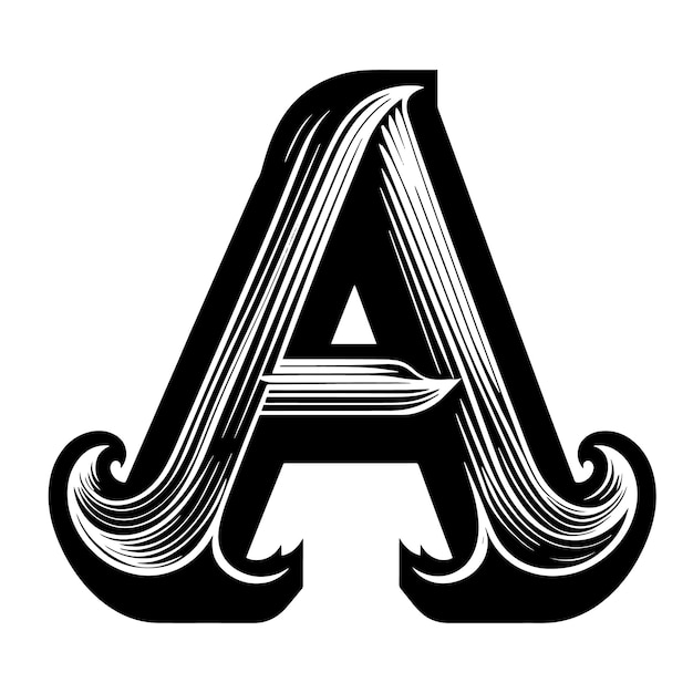 Vector zwart-wit silhouet van de letter a illustratie