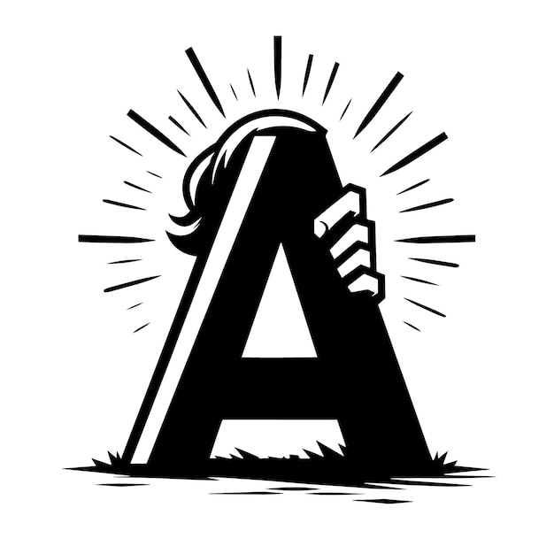 Zwart-wit silhouet van de letter A illustratie