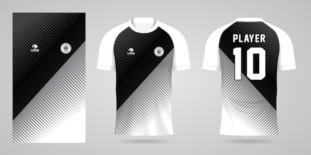 Vector zwart wit sportshirt jersey ontwerpsjabloon