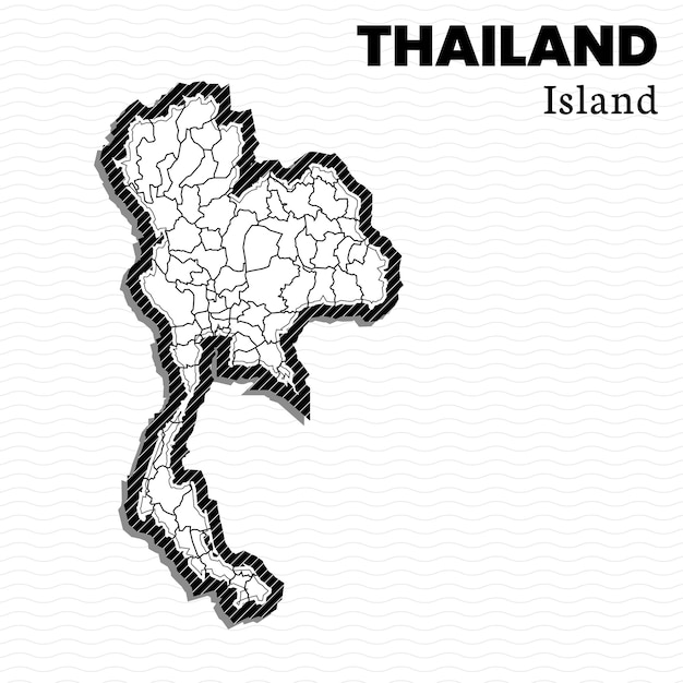 Vector zwart-wit thailand eiland vector kaart zeer gedetailleerde illustratie land van thailand