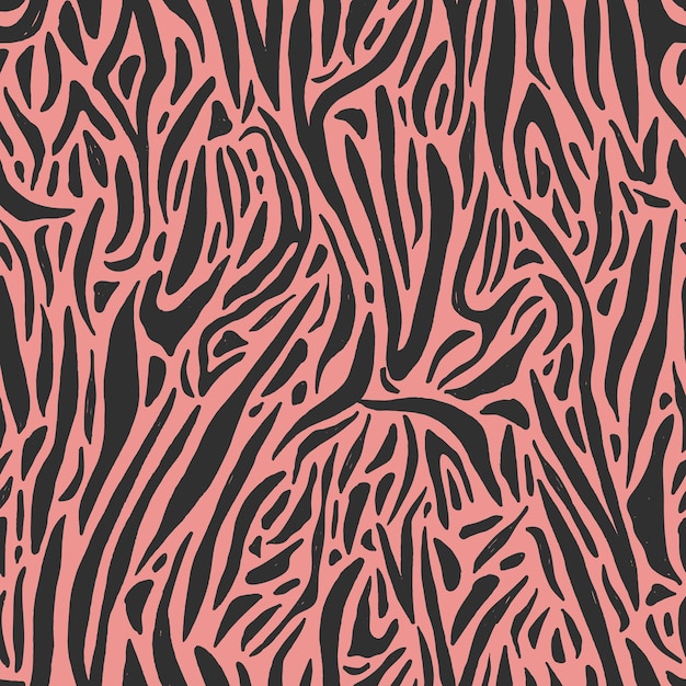 Zwart-wit trendy zebra print platte vectorillustratie. Dierlijk monochroom modedecor. Exotische witte tijgerjas of bonttextuur. Luxe natuurlijke roofdierhuid met strepen of strepen.
