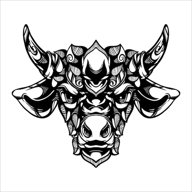 zwart-wit tribal decoratieve koe patroon tattoo