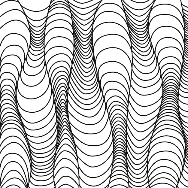 Zwart-wit vector doodle achtergrond Line art Optische illusie
