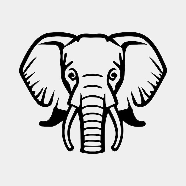 Zwart-wit vector grafische illustratie van het hoofd van een olifant